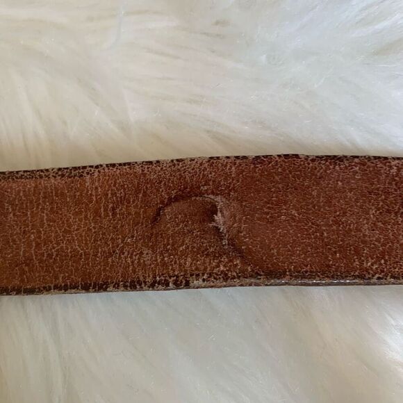 Vintage Brown Leather Western Belt Animal Square Leather Embossed 25-28” - Picture 5 of 8